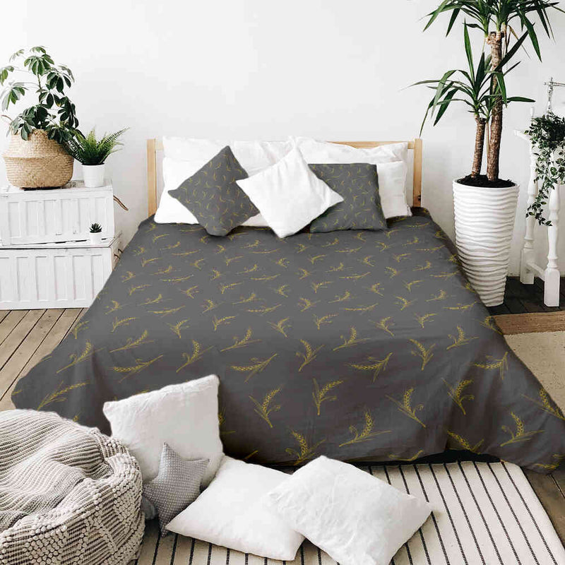 Set di biancheria da letto con coperta terapeutica grigia con grano