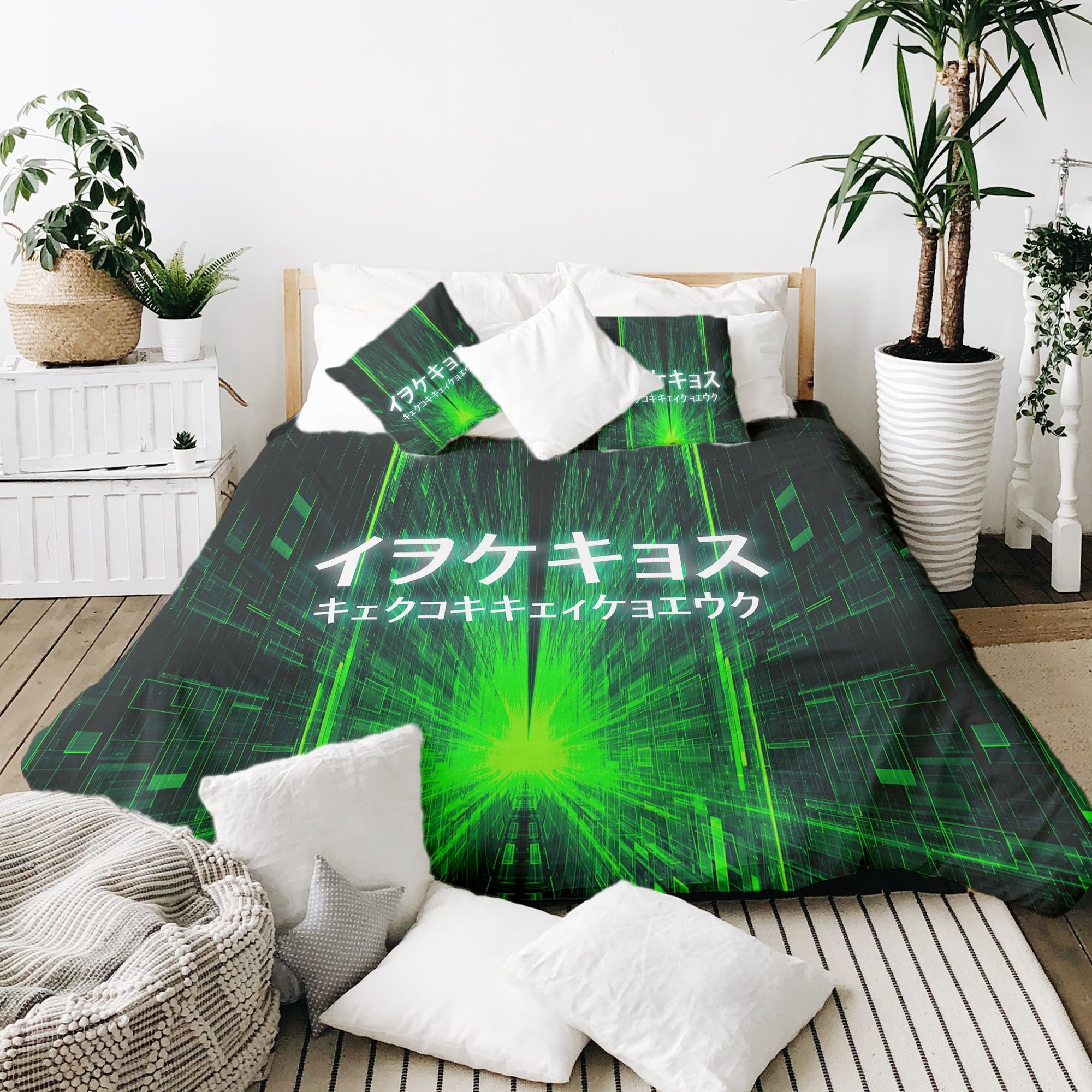 Set di biancheria da letto con coperte terapeutiche e scritta cinese