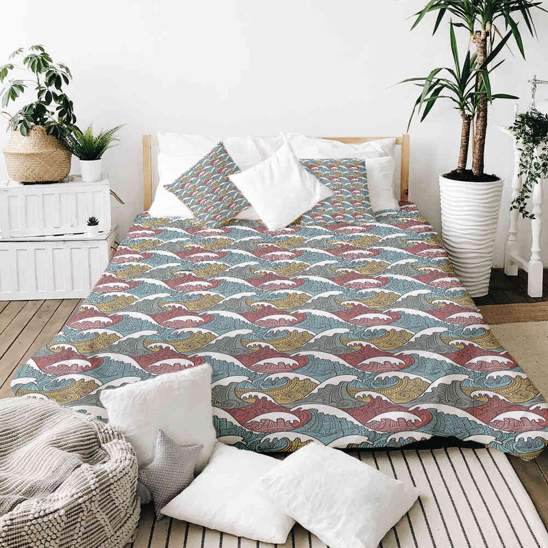 Set di biancheria da letto con coperte terapeutiche onde colorate