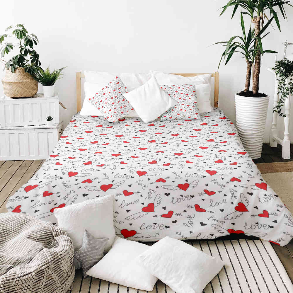 Set di biancheria da letto con coperta terapeutica L'amore dà le ali