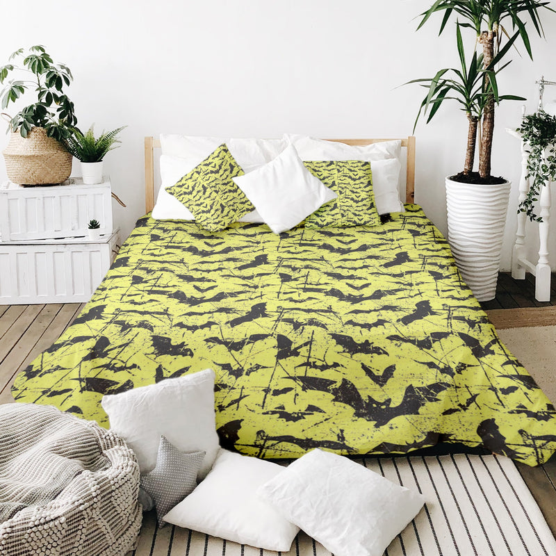 Set di biancheria da letto con coperta terapeutica gialla pipistrello