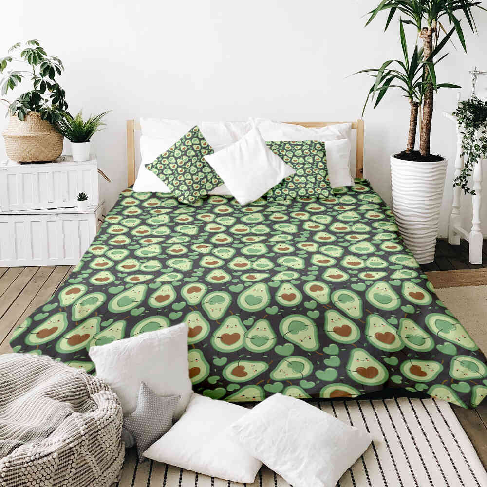 Set di biancheria da letto con coperte terapeutiche Avocado verde
