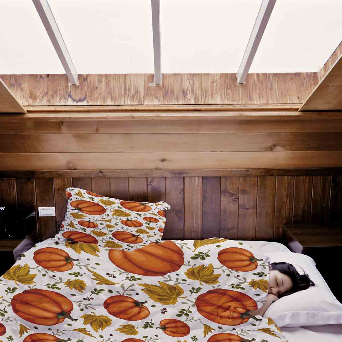 Coperta terapeutica originale - Rivestimento in cotone bianco con grandi zucche