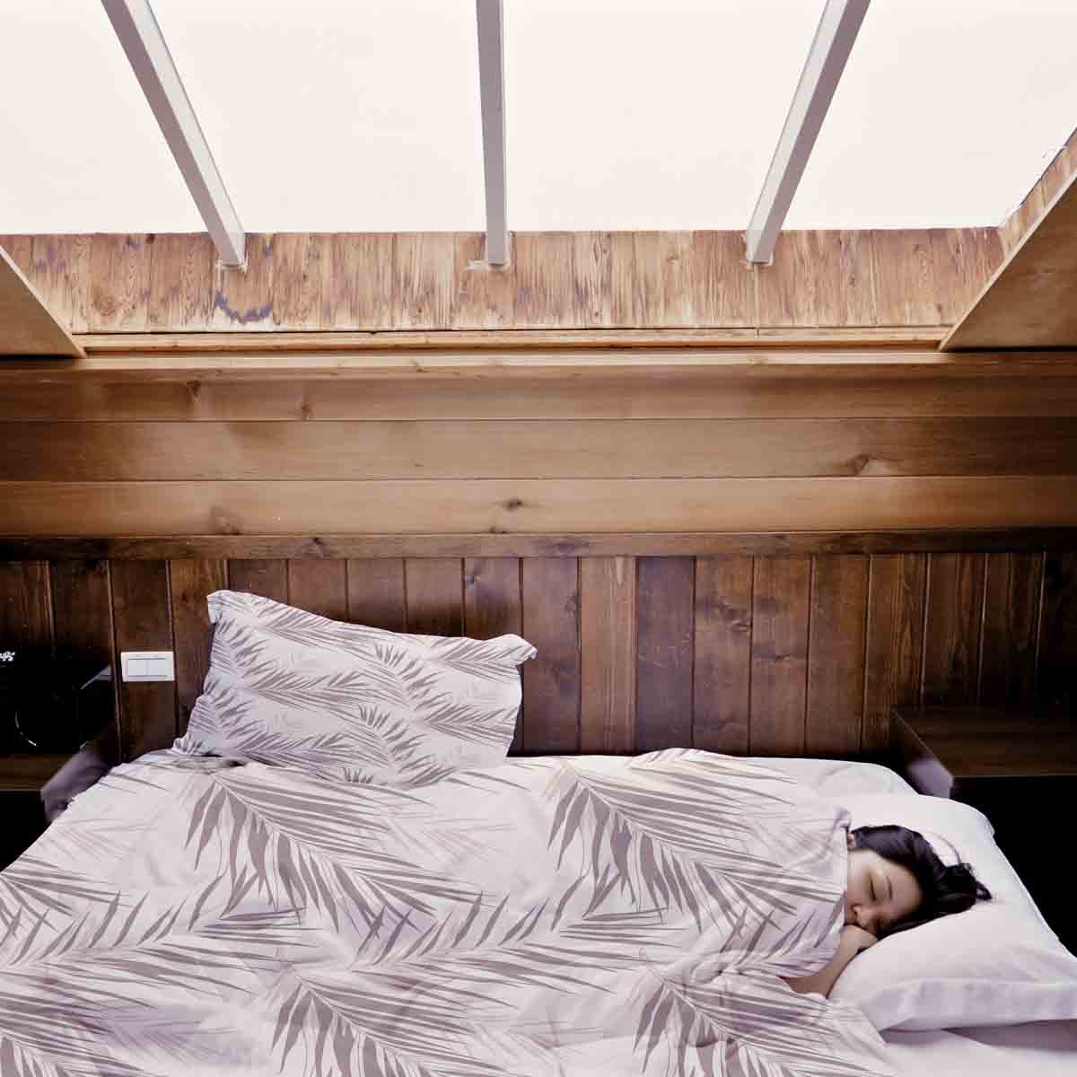 Set di biancheria da letto con coperte terapeutiche bianco con foglie viola