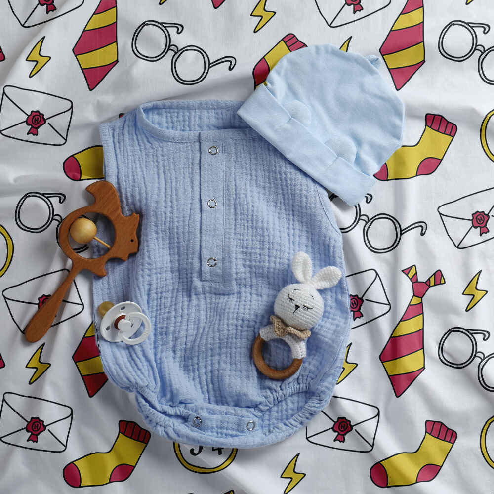 Set di biancheria da letto con coperta terapeutica bianca scuola di magia