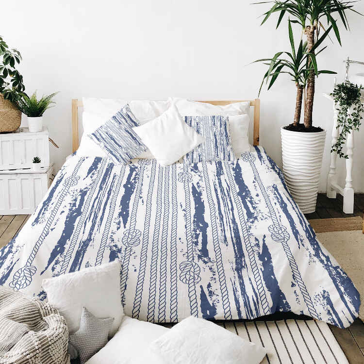 Set di biancheria da letto con coperta terapeutica motivo a righe