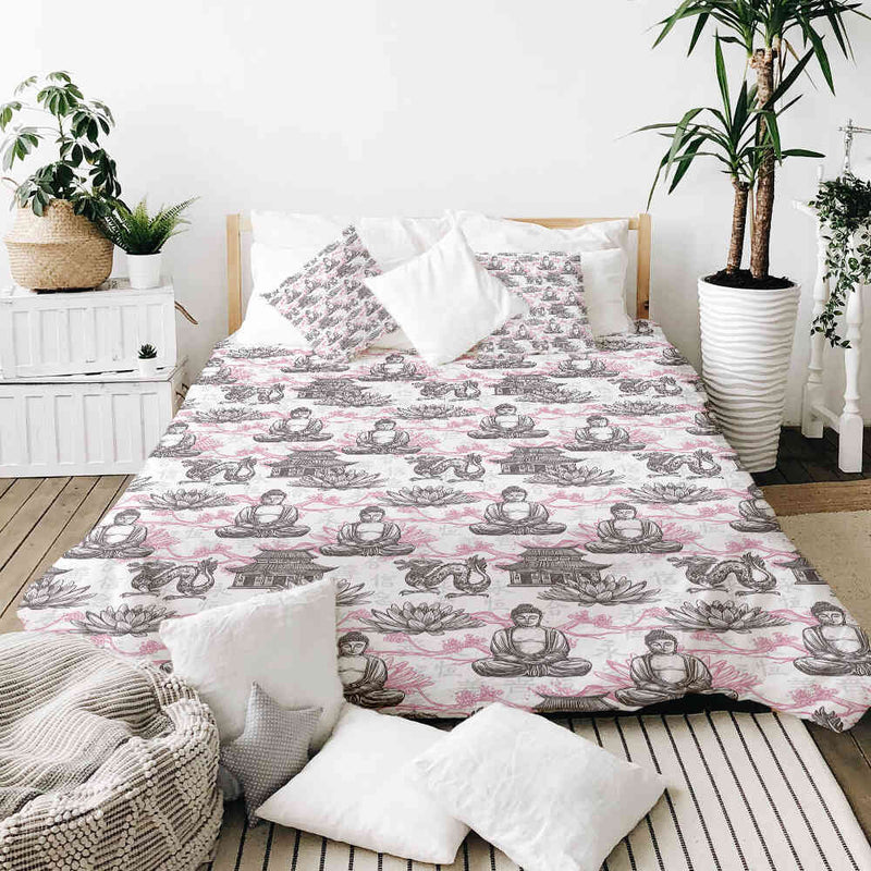 Coperta terapeutica originale - Rivestimento in cotone con Buddha rosa