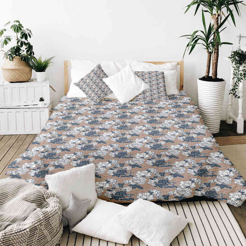 Set di biancheria da letto con coperte terapeutiche e fiori