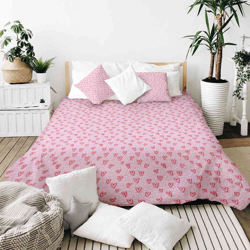 Coperta terapeutica originale - Rivestimento in cotone rosa con cuori rossi