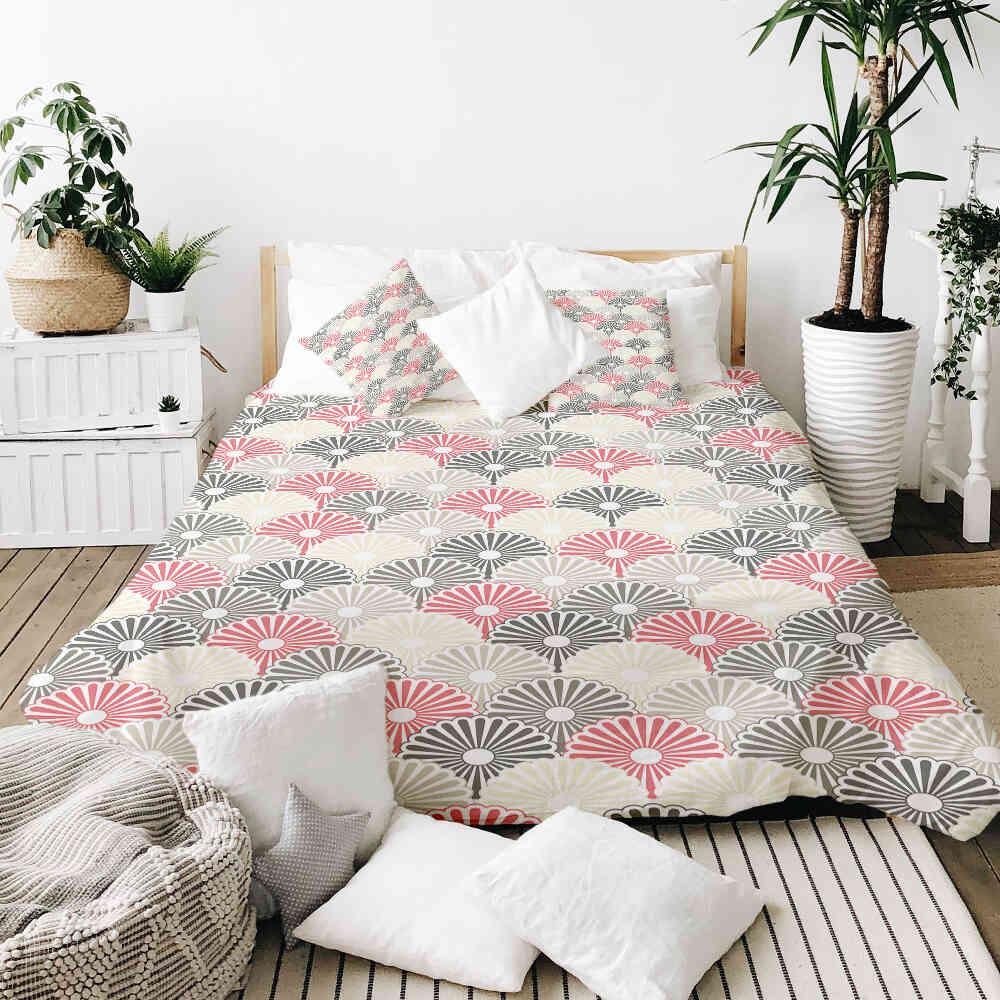 Set di biancheria da letto con coperte terapeutiche e fiori astratti colorati