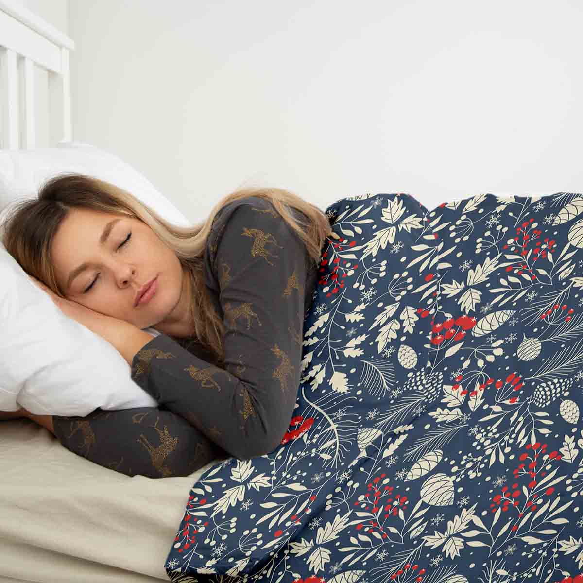 Coperta terapeutica originale - Rivestimento in cotone foglie natalizie