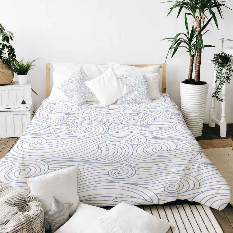 Set di biancheria da letto con coperte terapeutiche onde blu