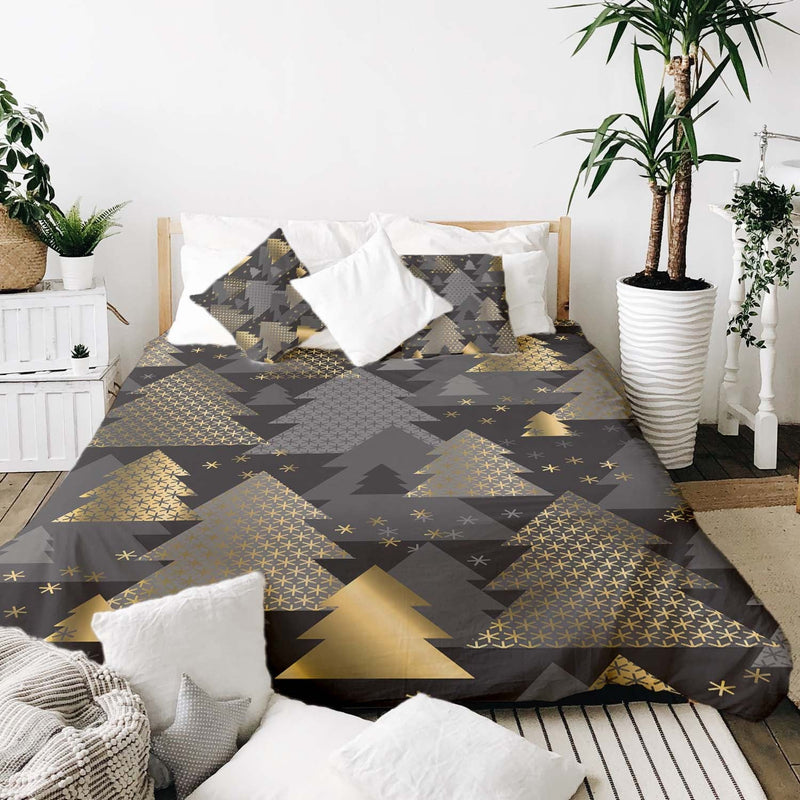 Coperta terapeutica originale - Rivestimento in cotone con alberi di Natale dorati