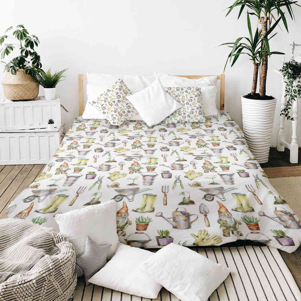 Set di biancheria da letto con coperte terapeutiche bianco giardinaggio