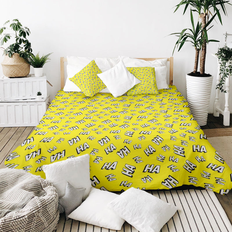 Set di biancheria da letto con coperta terapeutica gialla Ha Ha