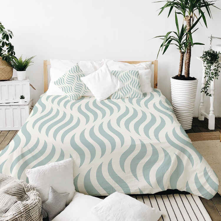 Set di biancheria da letto con coperte terapeutiche onde astratte