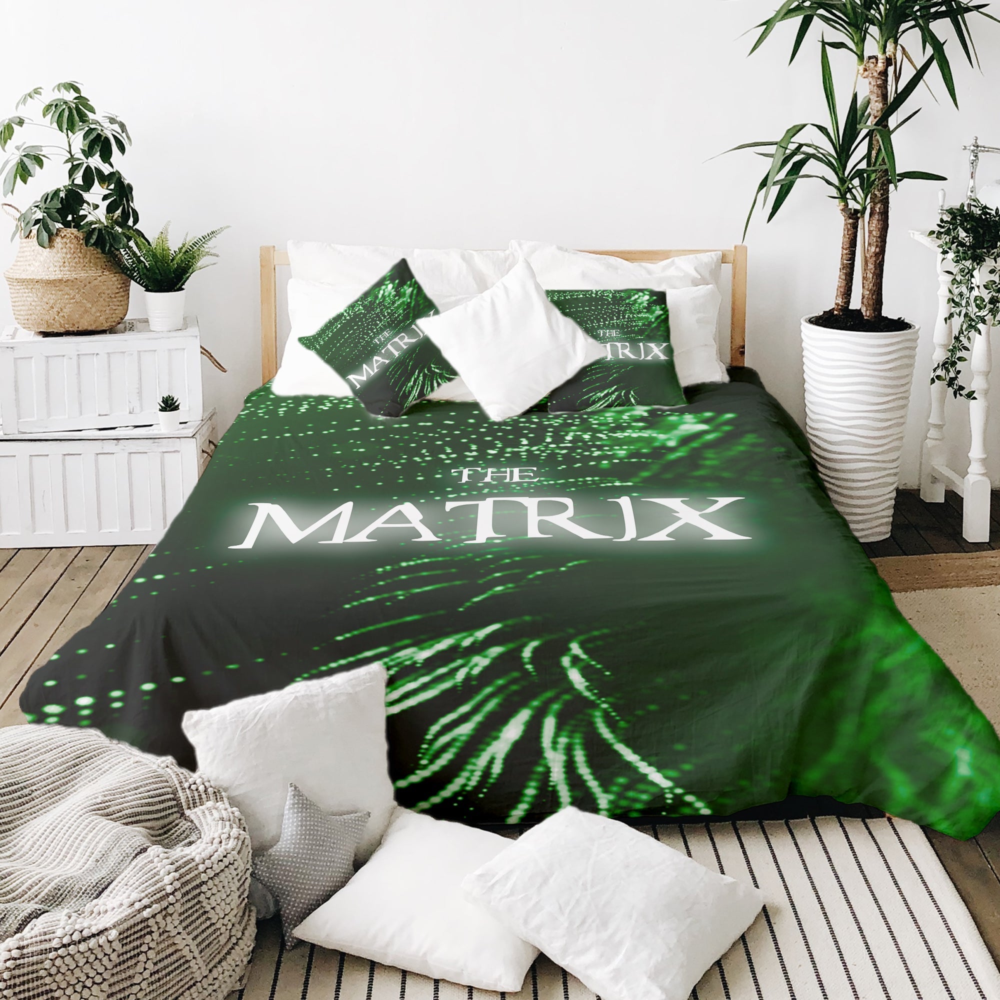 Set di biancheria da letto con coperta terapeutica verde The Matrix