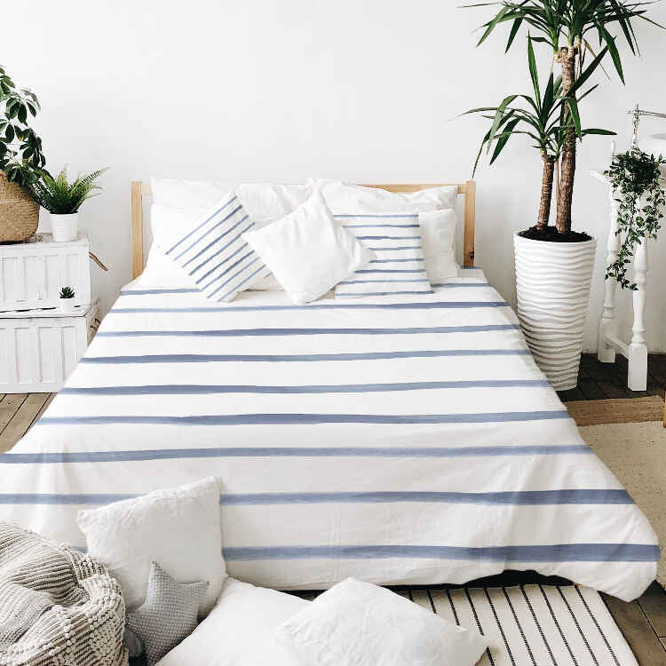 Coperta terapeutica originale - Rivestimento in cotone a righe orizzontali blu