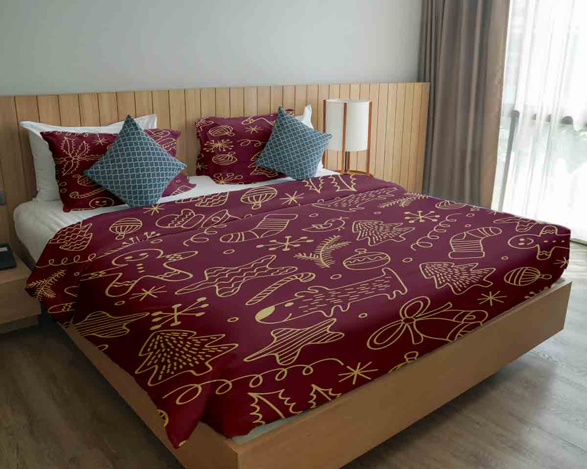 Set di biancheria da letto con coperte terapeutiche rosse con divertenti motivi natalizi