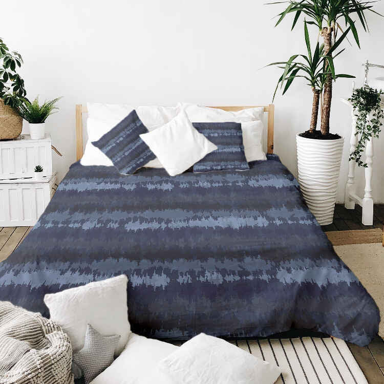 Set di biancheria da letto con coperte terapeutiche onde sonore blu