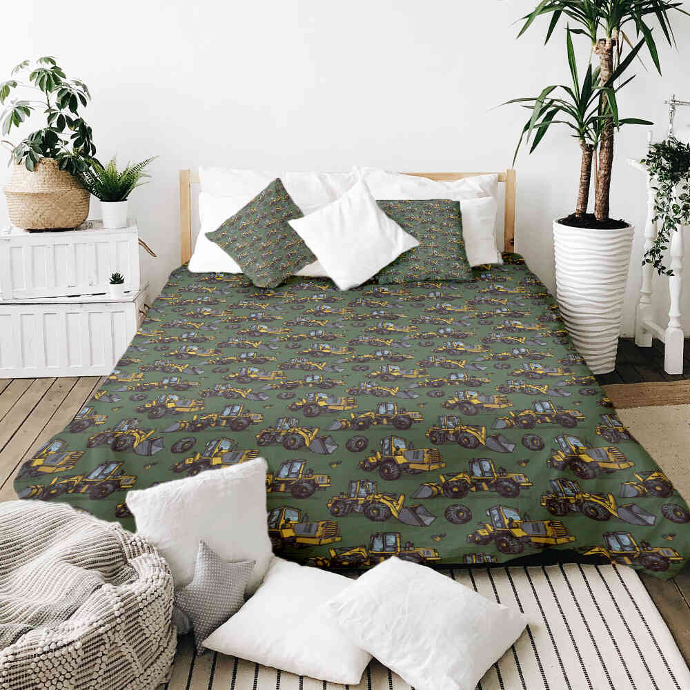 Set di biancheria da letto con coperta terapeutica verde trattore
