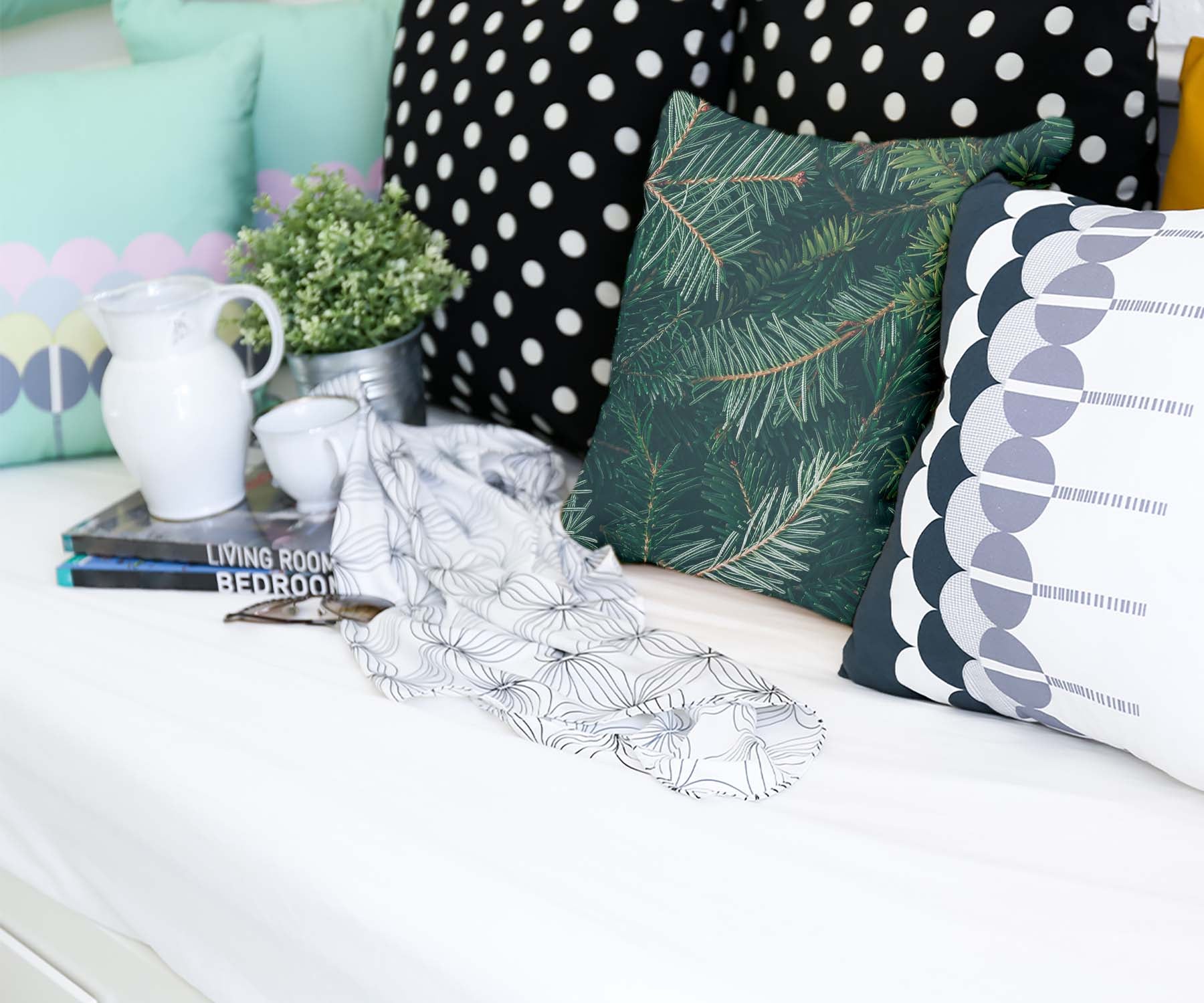 Cuscino per la salute con rami di pino verdi