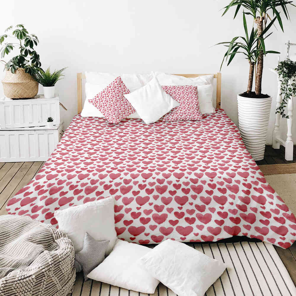 Set di biancheria da letto con coperte terapeutiche Cuori rossi
