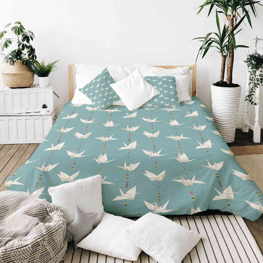Set biancheria da letto con coperta terapeutica Origami Cigno