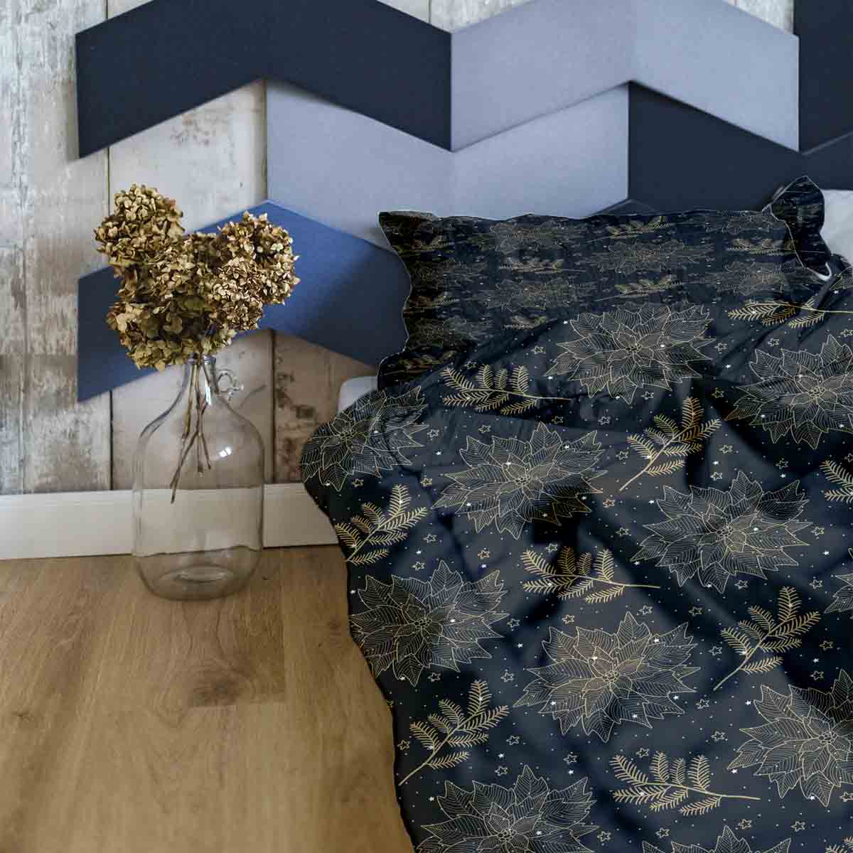 Set di biancheria da letto con coperta terapeutica nero stella di Natale