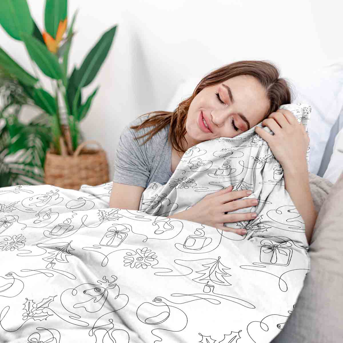 Coperta terapeutica originale - Rivestimento in cotone Natale astratto
