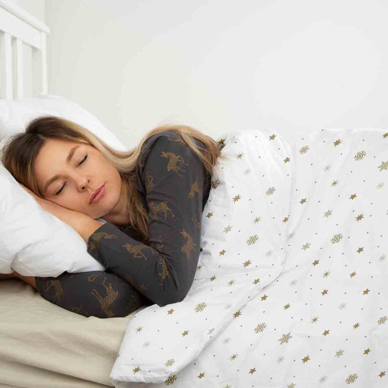 Coperta terapeutica originale - Rivestimento in cotone bianco con stelle dorate