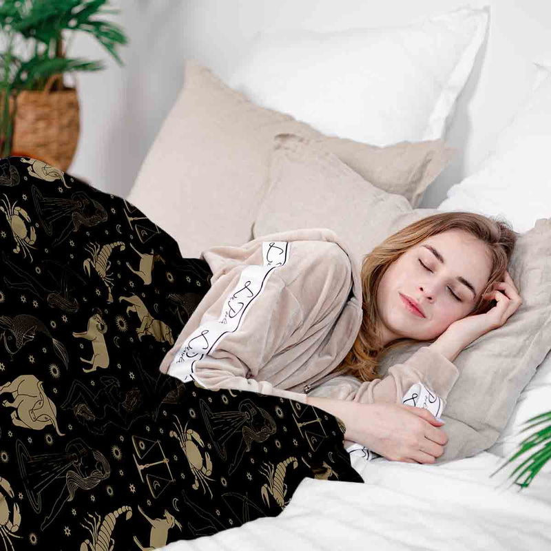 Coperta terapeutica originale - Rivestimento in cotone nero con costellazioni