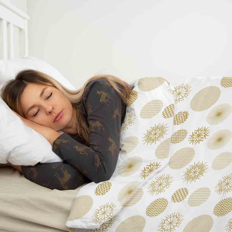 Set di biancheria da letto con coperte terapeutiche e decorazioni natalizie dorate