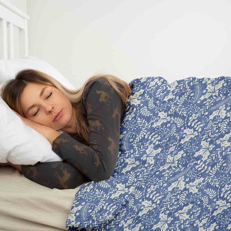 Set di biancheria da letto con coperta terapeutica blu Natale