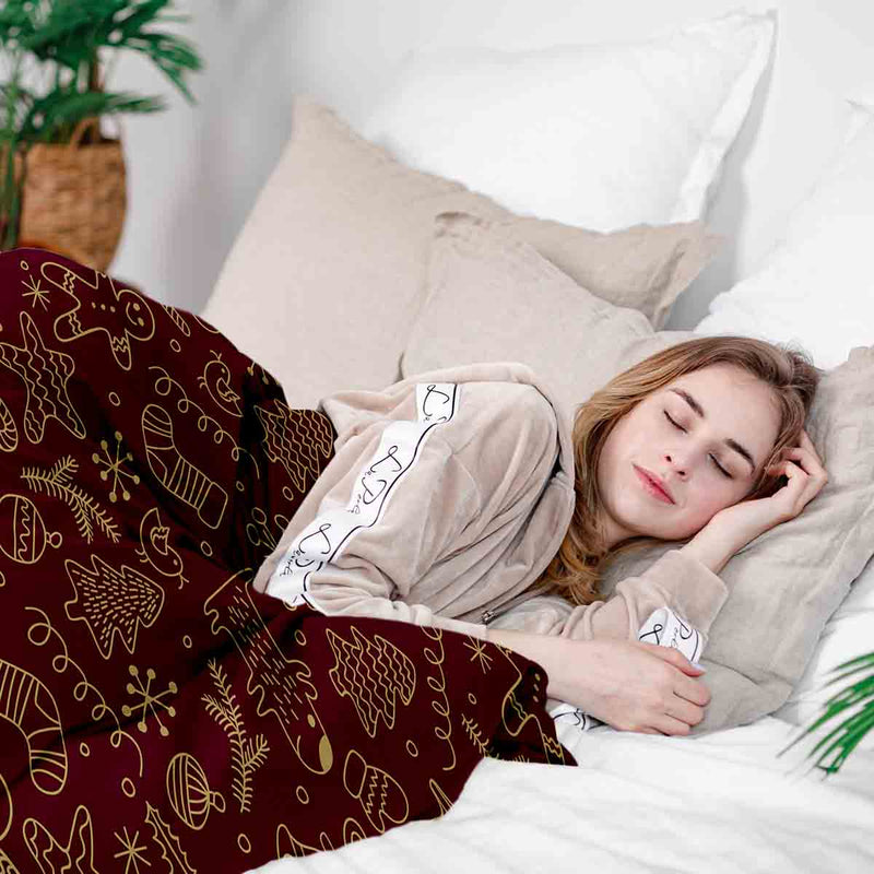 Coperta terapeutica originale - Rivestimento in cotone rosso con divertenti motivi natalizi