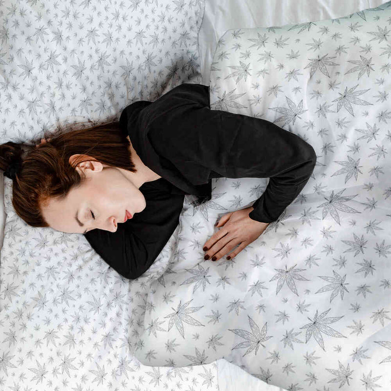 Set di biancheria da letto con coperte terapeutiche grigio con edera
