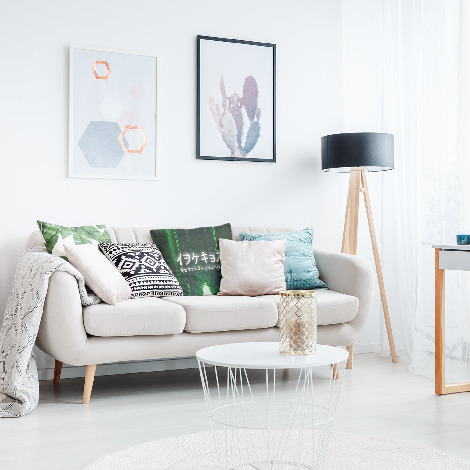 Cuscino per la salute in verde con caratteri scritti