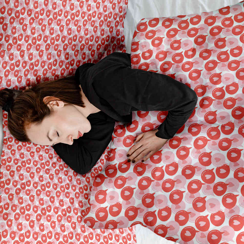 Set di biancheria da letto con coperta terapeutica e fumetto con cuore