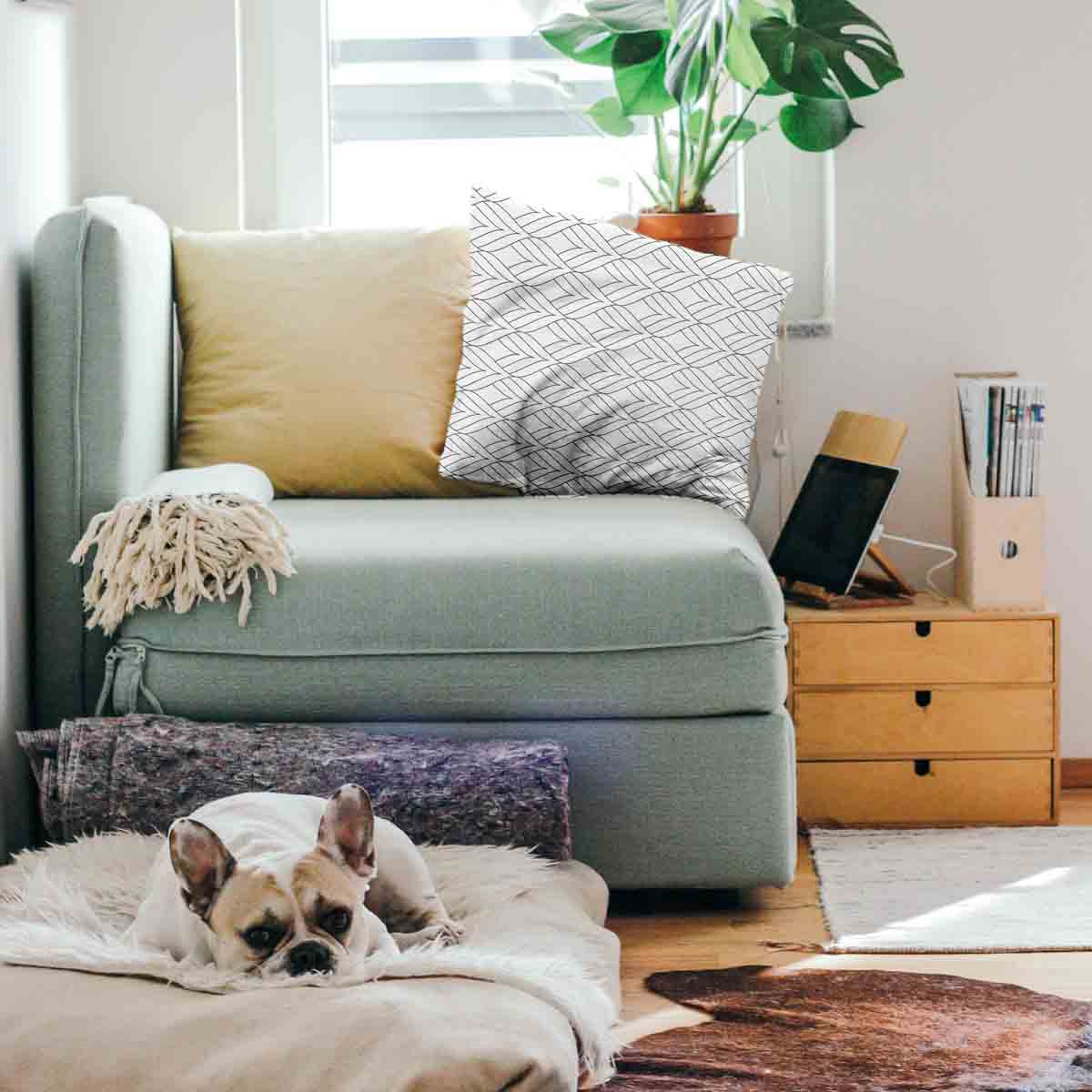 Cuscino sanitario bianco con forme 3D