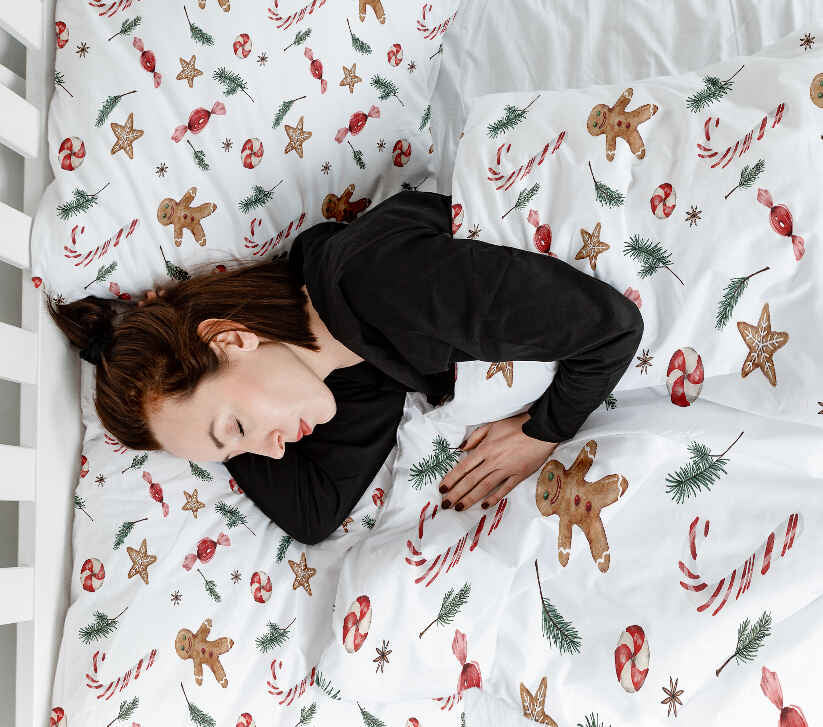 Set di biancheria da letto con coperta terapeutica bianca per il periodo natalizio