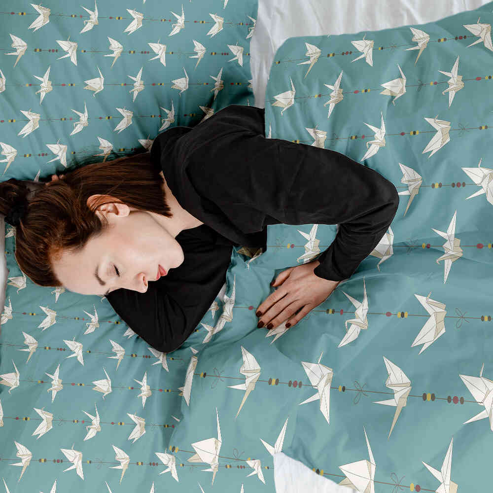 Set biancheria da letto con coperta terapeutica Origami Cigno