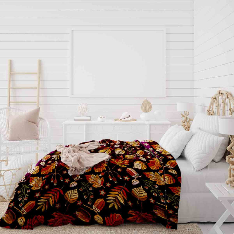 Set di biancheria da letto con coperte terapeutiche foglie autunnali marroni