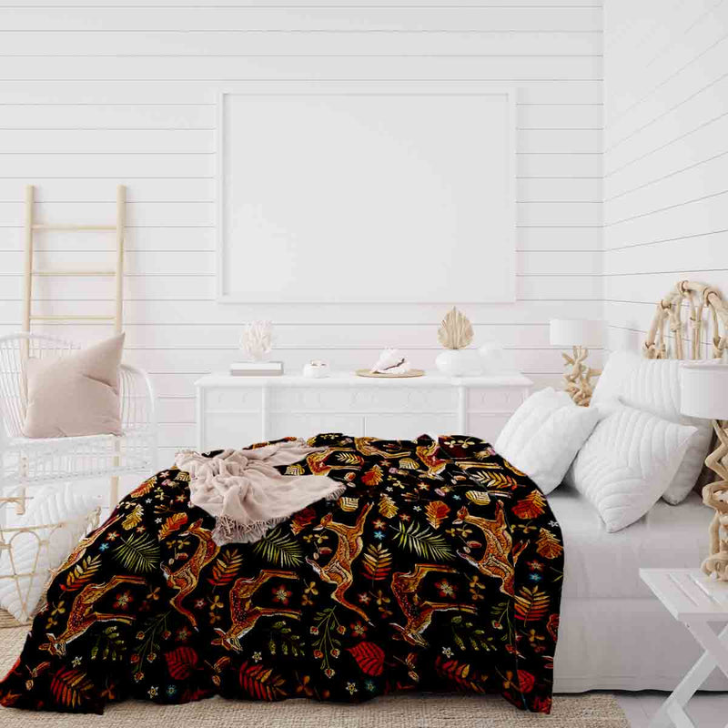 Set di biancheria da letto con coperta terapeutica marrone con cervo