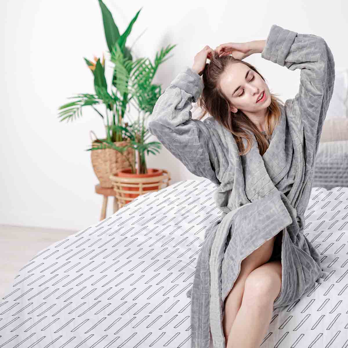 Set di biancheria da letto con coperte terapeutiche righe spesse bianche