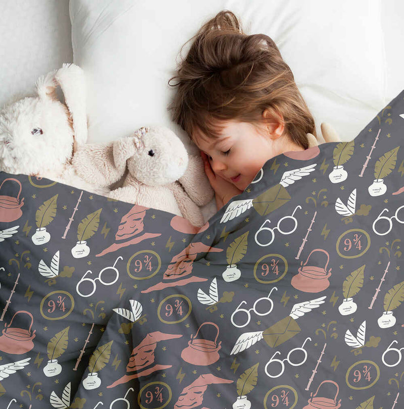 Set di biancheria da letto con coperta terapeutica nero magia