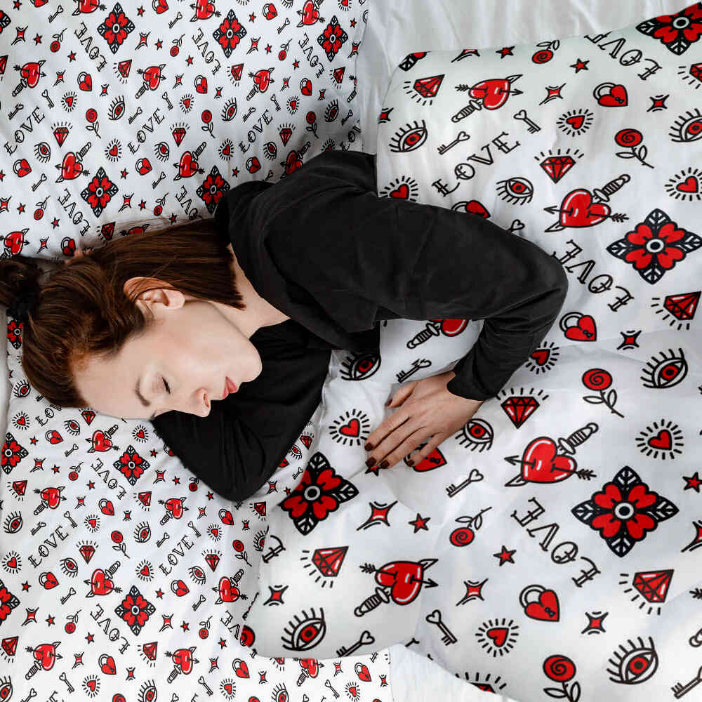 Set di biancheria da letto con coperta terapeutica amore misto