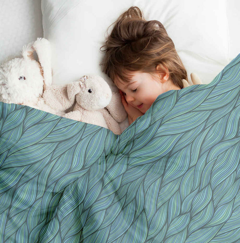 Set di biancheria da letto con coperta terapeutica intrecciata verde