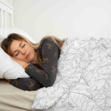 Coperta terapeutica originale - Rivestimento in cotone bianco con delicati rami grigi