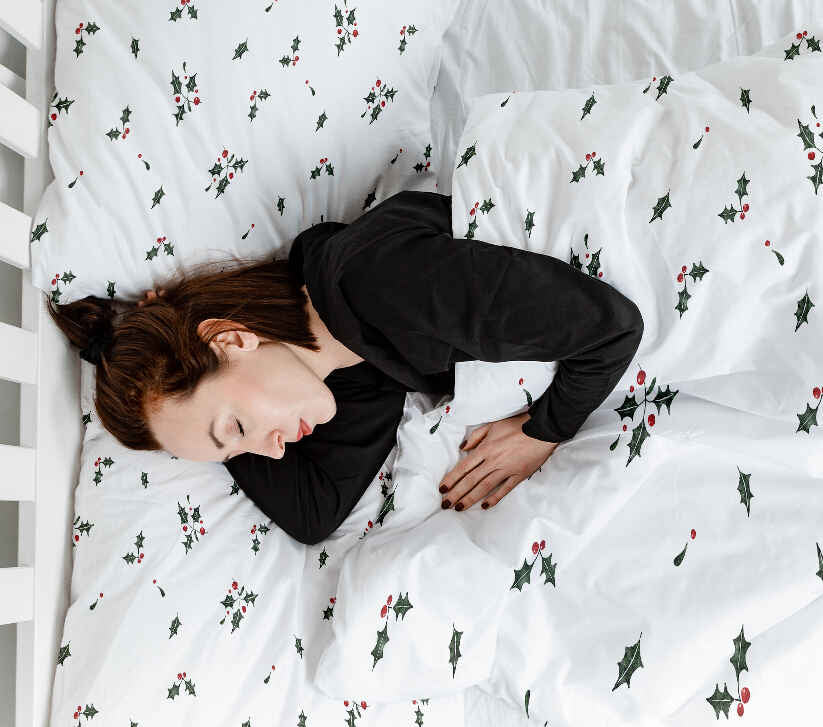 Set di biancheria da letto con coperte terapeutiche bianco rametti di vischio