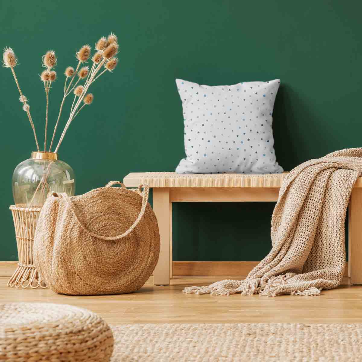 Cuscino sanitario bianco con piccole forme blu